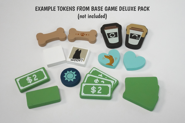 Bark Avenue Wooden $10 Tips, Available Dog Marker and Bonus First Player Marker